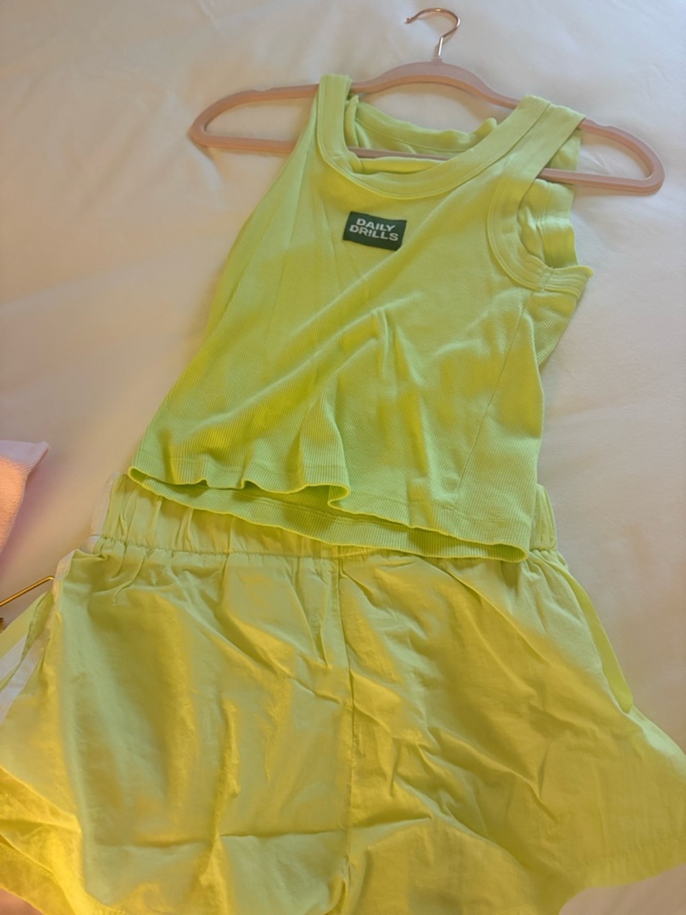 Daily Drills Neon Lime Two-Piece Tank & Shorts